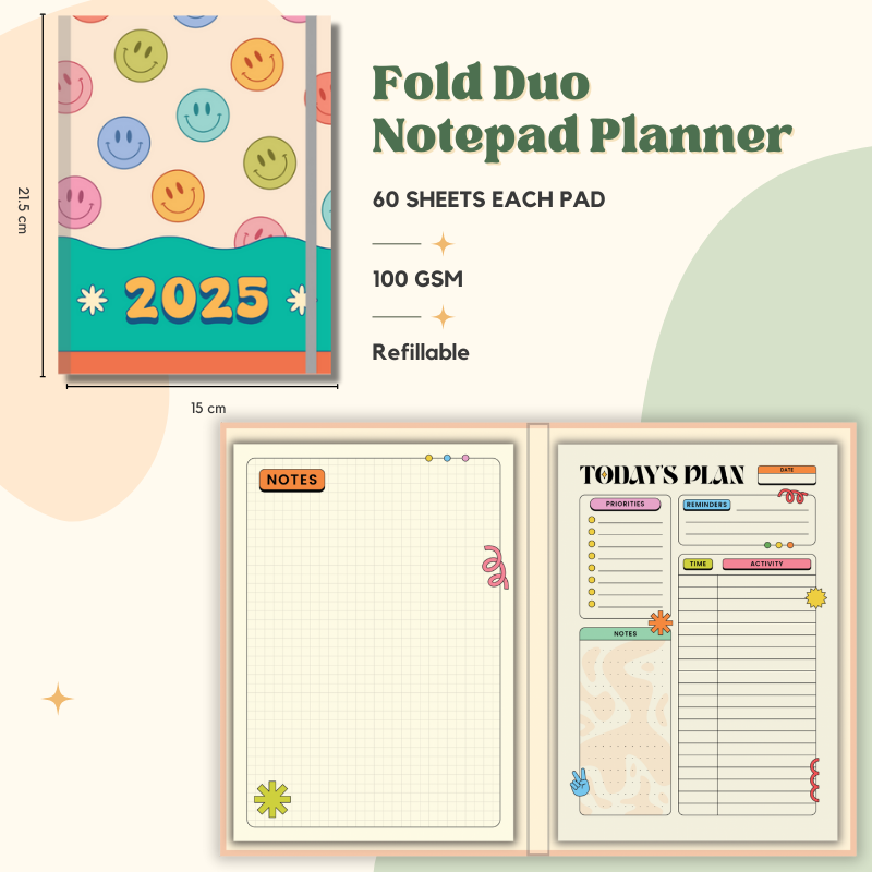 Notepad - Fold Duo Planner - Smiley