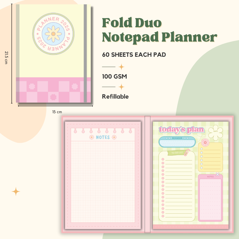 Notepad - Fold Duo Planner - Danish Pastel