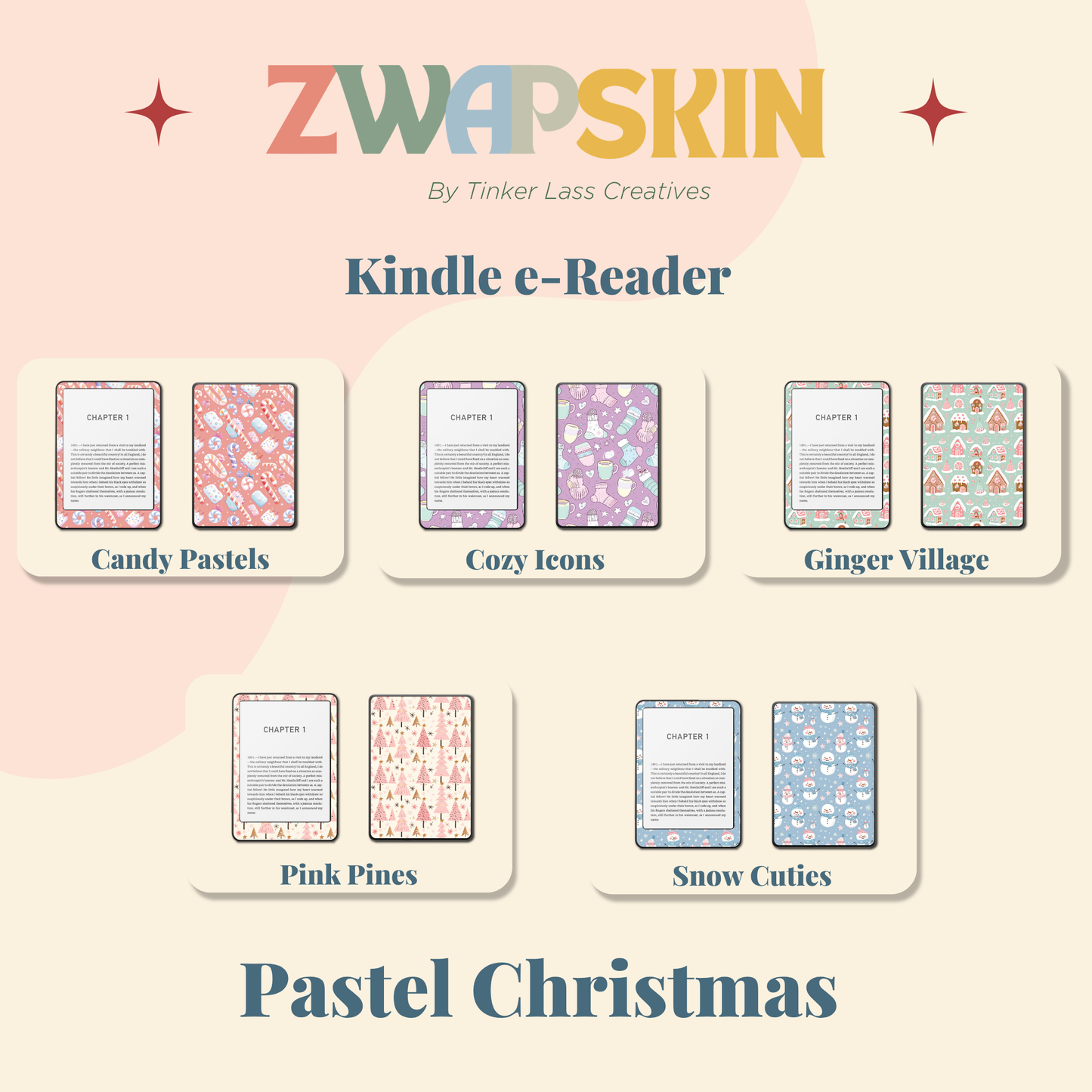 Kindle Skin – Pastel Christmas