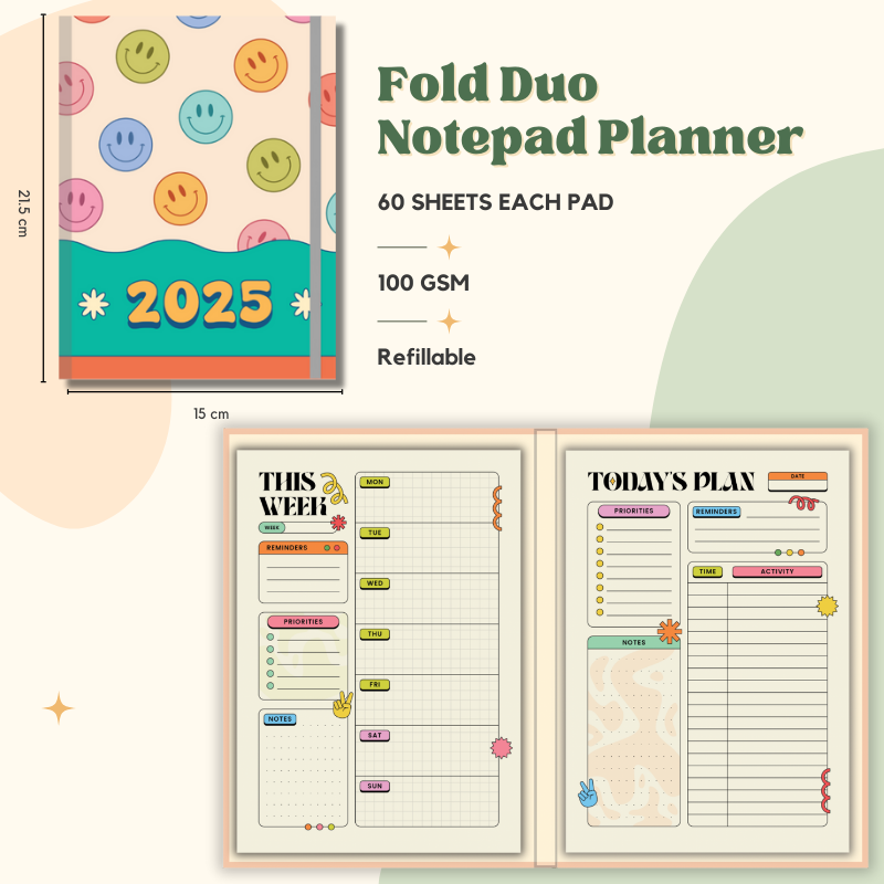 Notepad - Fold Duo Planner - Smiley