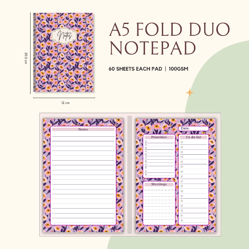 Notepad - Fold Duo Planner -Floral Series 01
