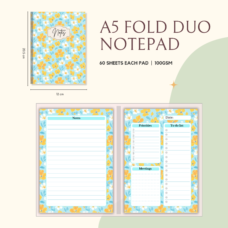 Notepad - Fold Duo Planner -Floral Series 01