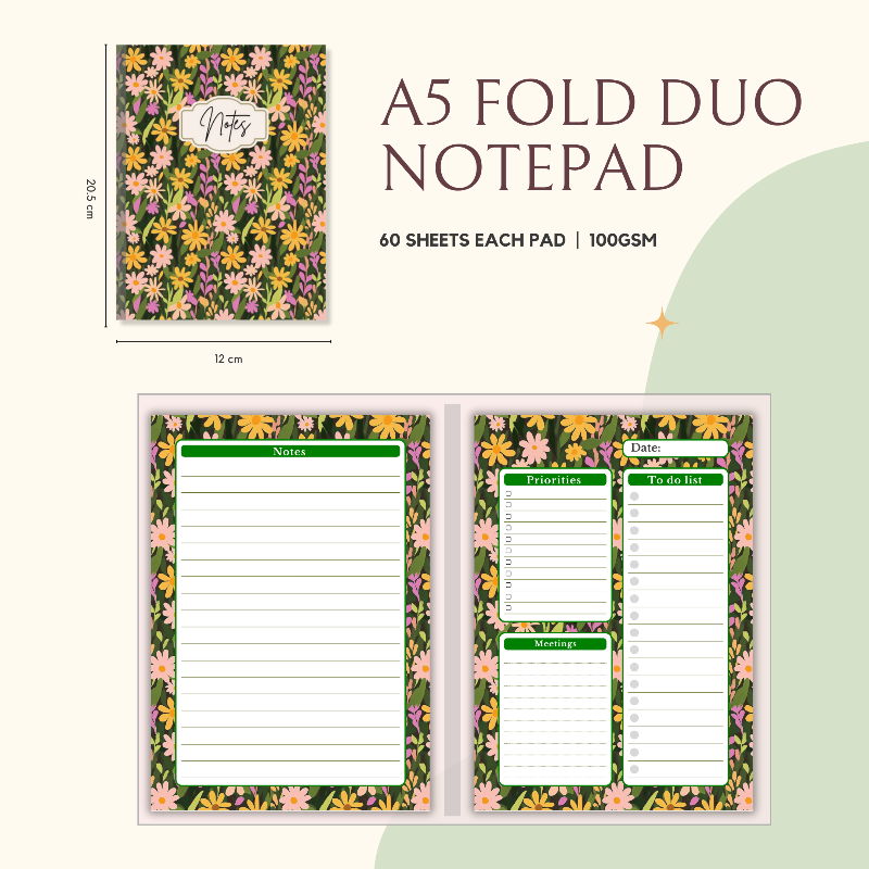 Notepad - Fold Duo Planner -Floral Series 01