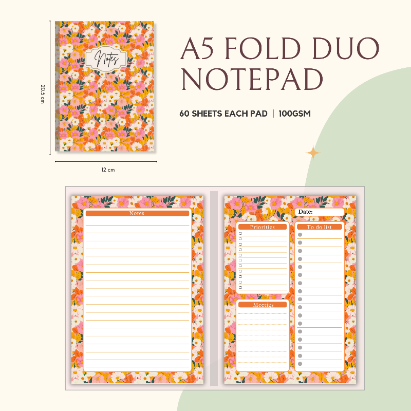 Notepad - Fold Duo Planner -Floral Series 01