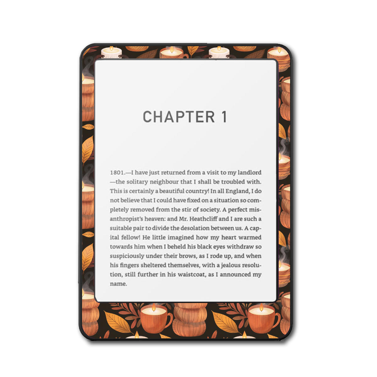 Candle Glow e-reader skin front view