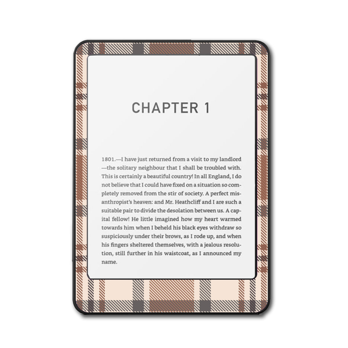 Cocoa Check e-reader skin front mockup