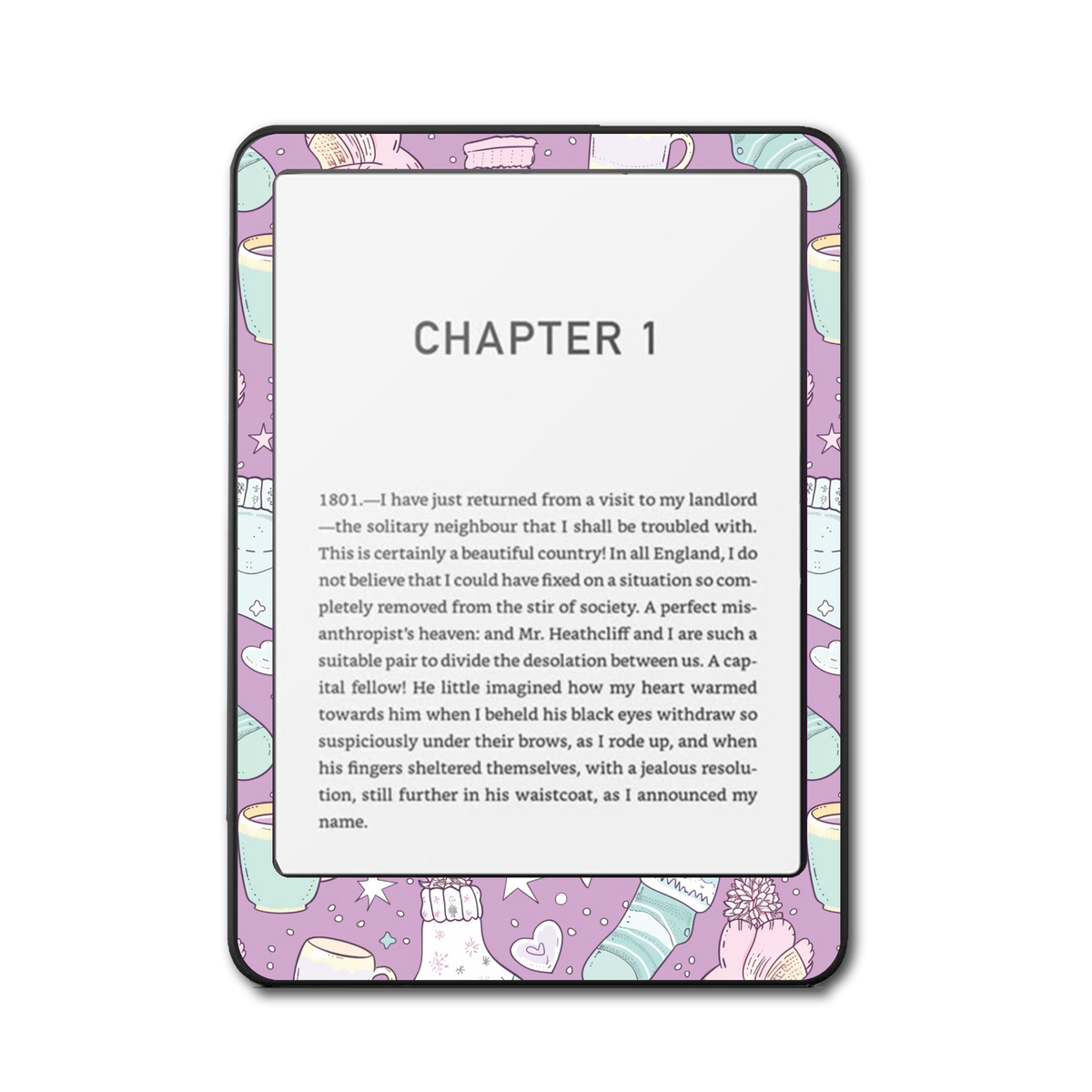 Cozy Icons e-reader skin front mockup