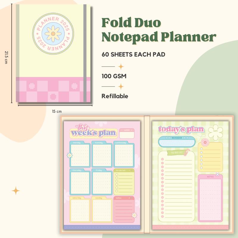 Notepad - Fold Duo Planner - Danish Pastel
