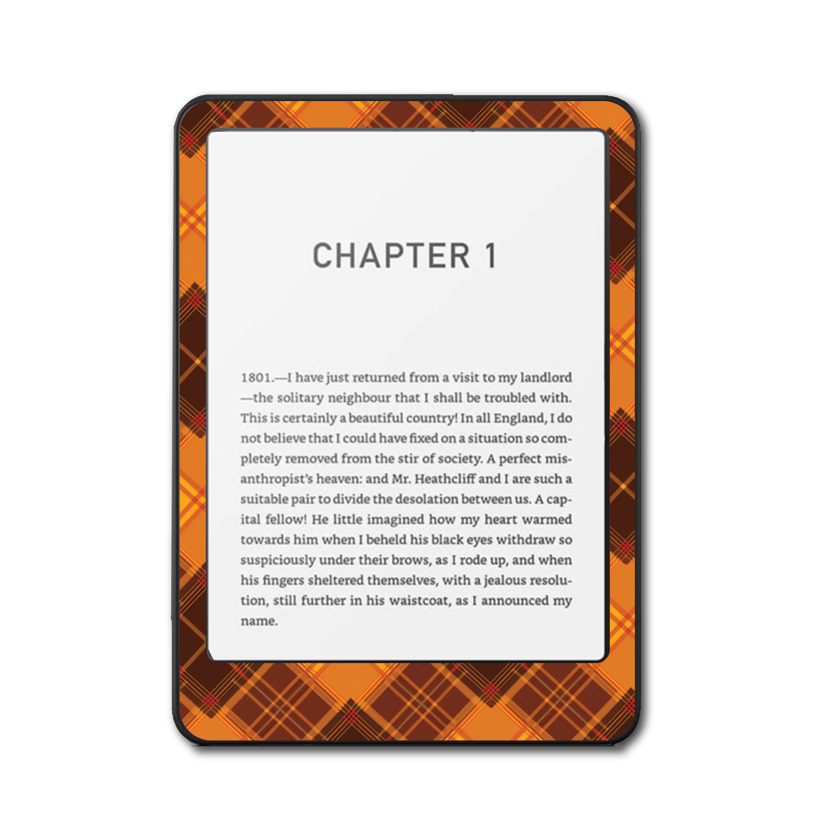 Harvest Plaid e-reader skin front view
