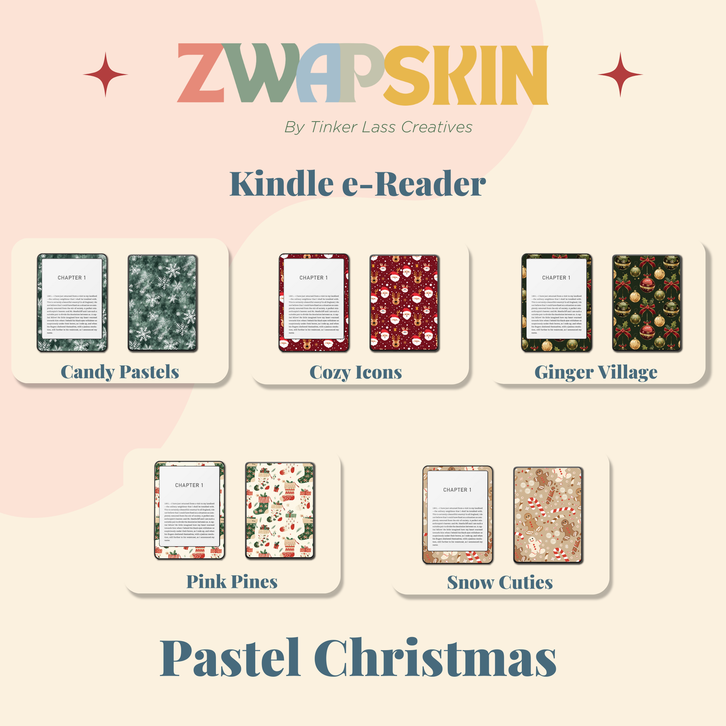 Kindle Skin – Pastel Christmas