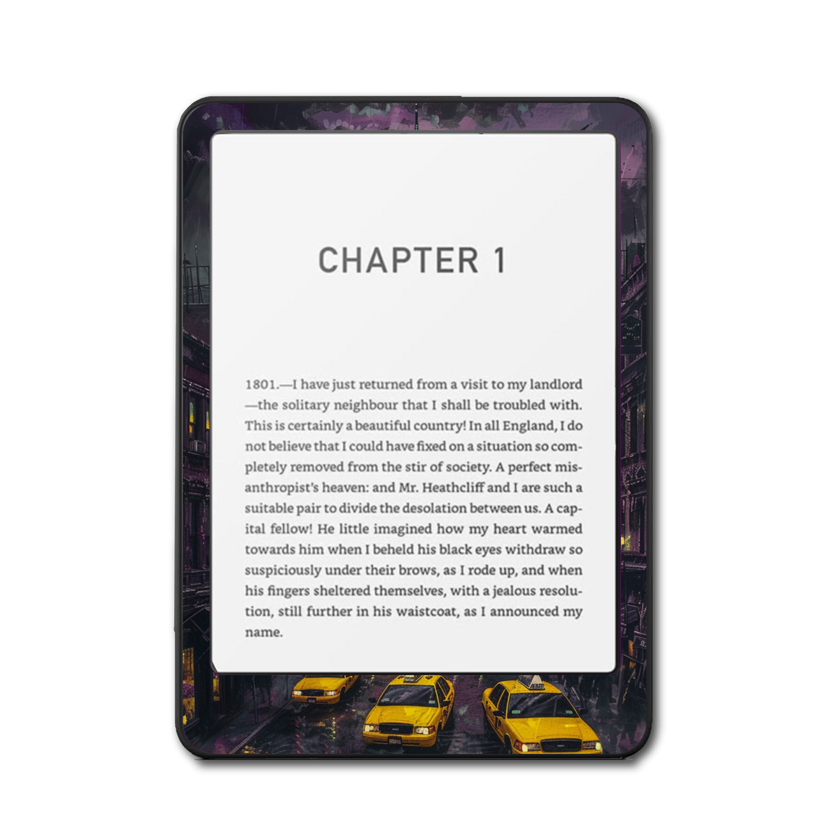 Manhattan Veil e-reader skin front mockup