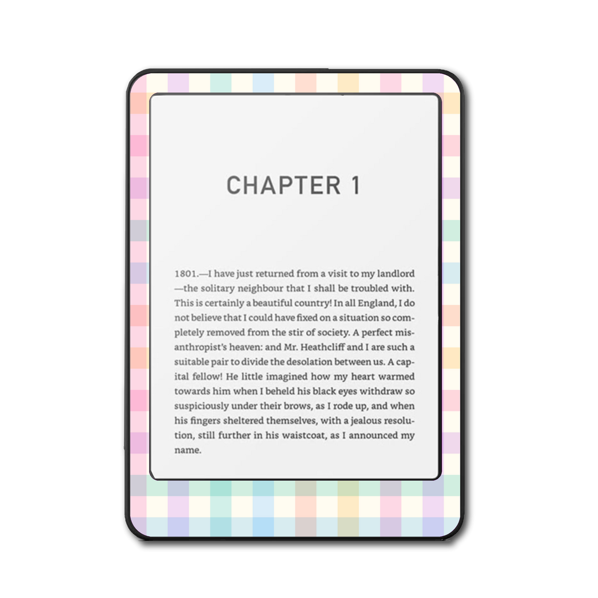 Pastel Plaid Dream e-reader skin front mockup
