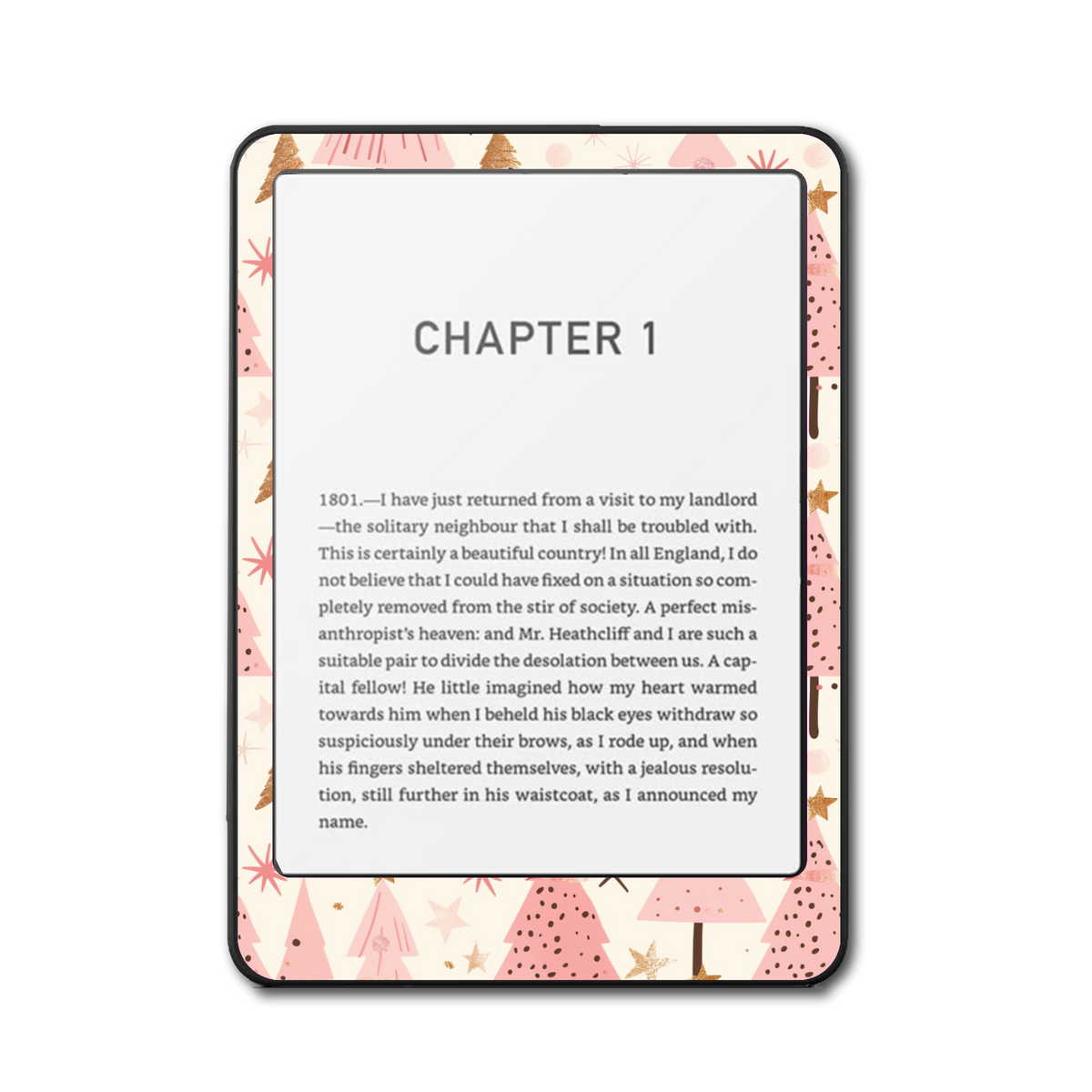 Pink Pines e-reader skin front mockup