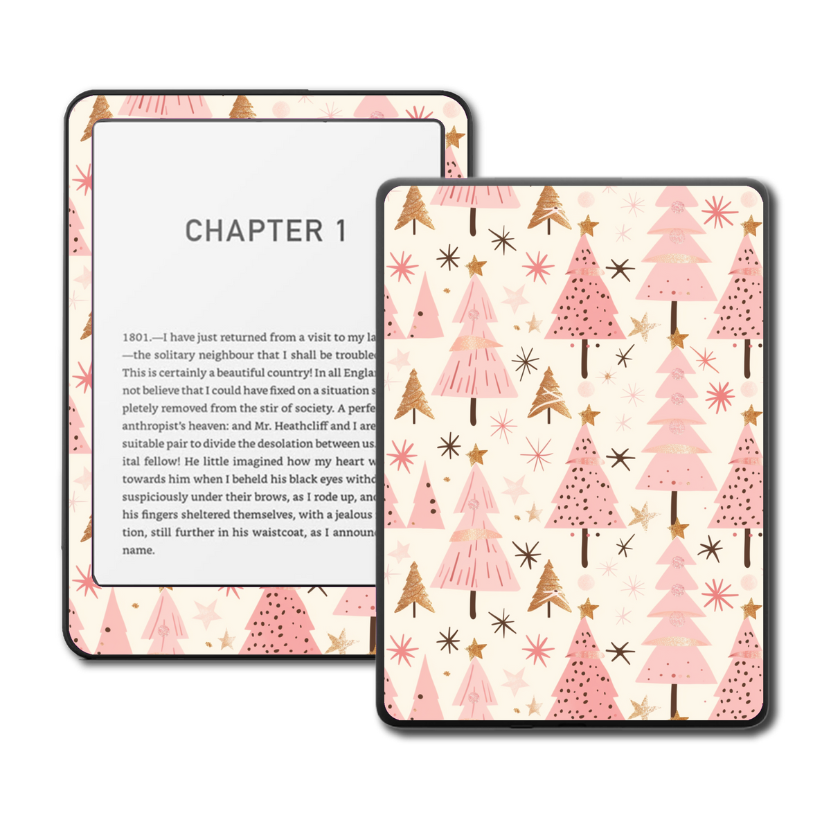 Pink Pines Kindle, Kobo and ColorSoft e-reader skin mockup