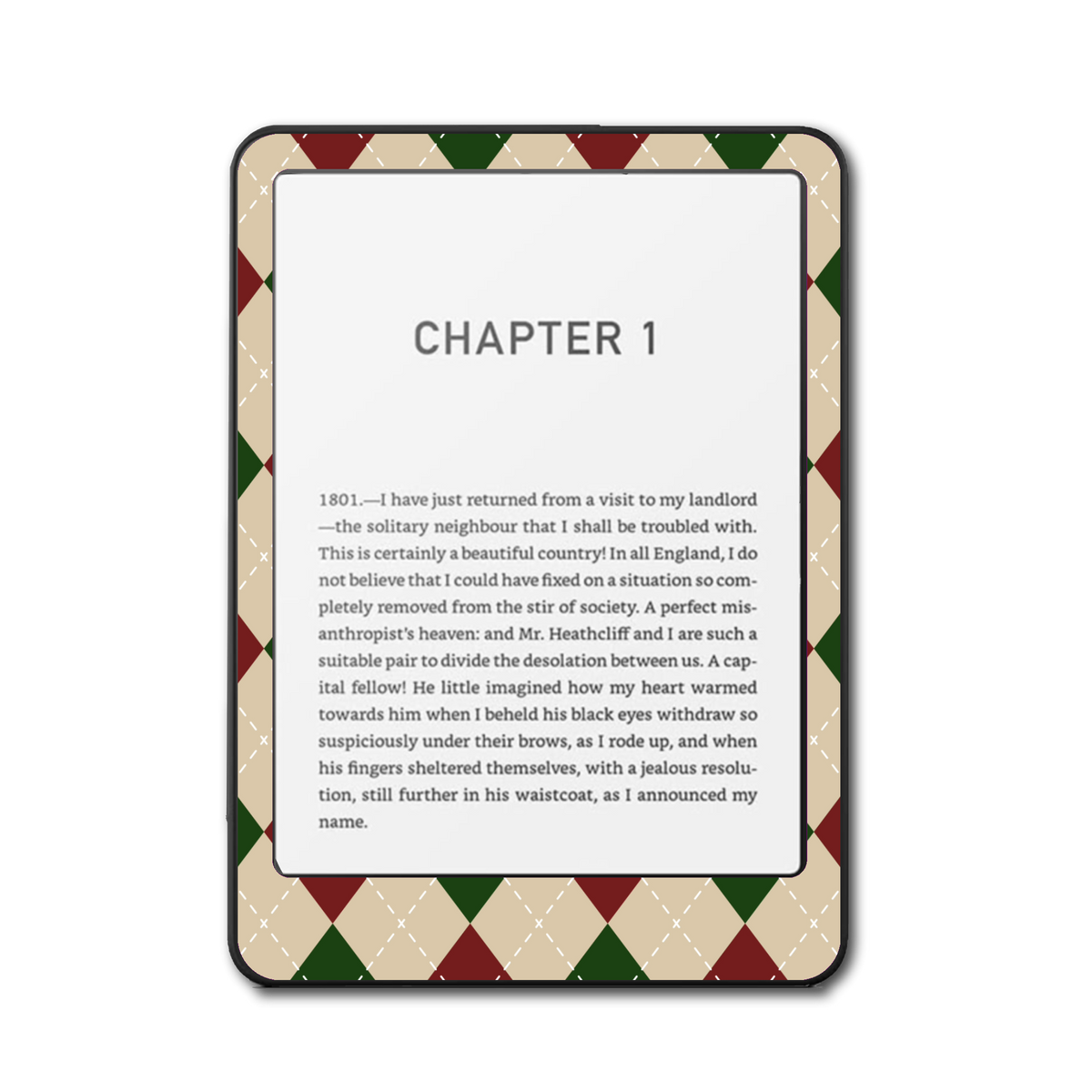 Scholar Stitch e-reader skin front mockup
