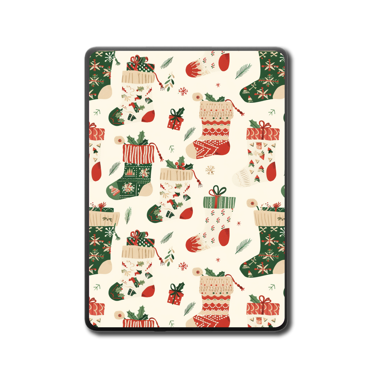 Stocking Charm e-reader skin back mockup