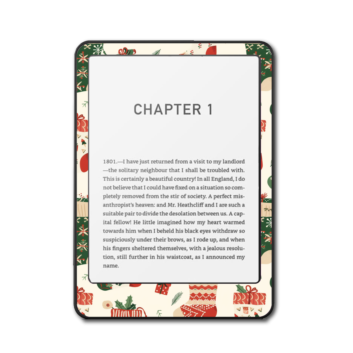 Stocking Charm e-reader skin front mockup