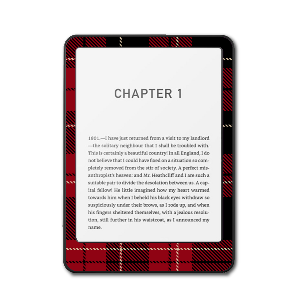 Tartan Noir e-reader skin front mockup