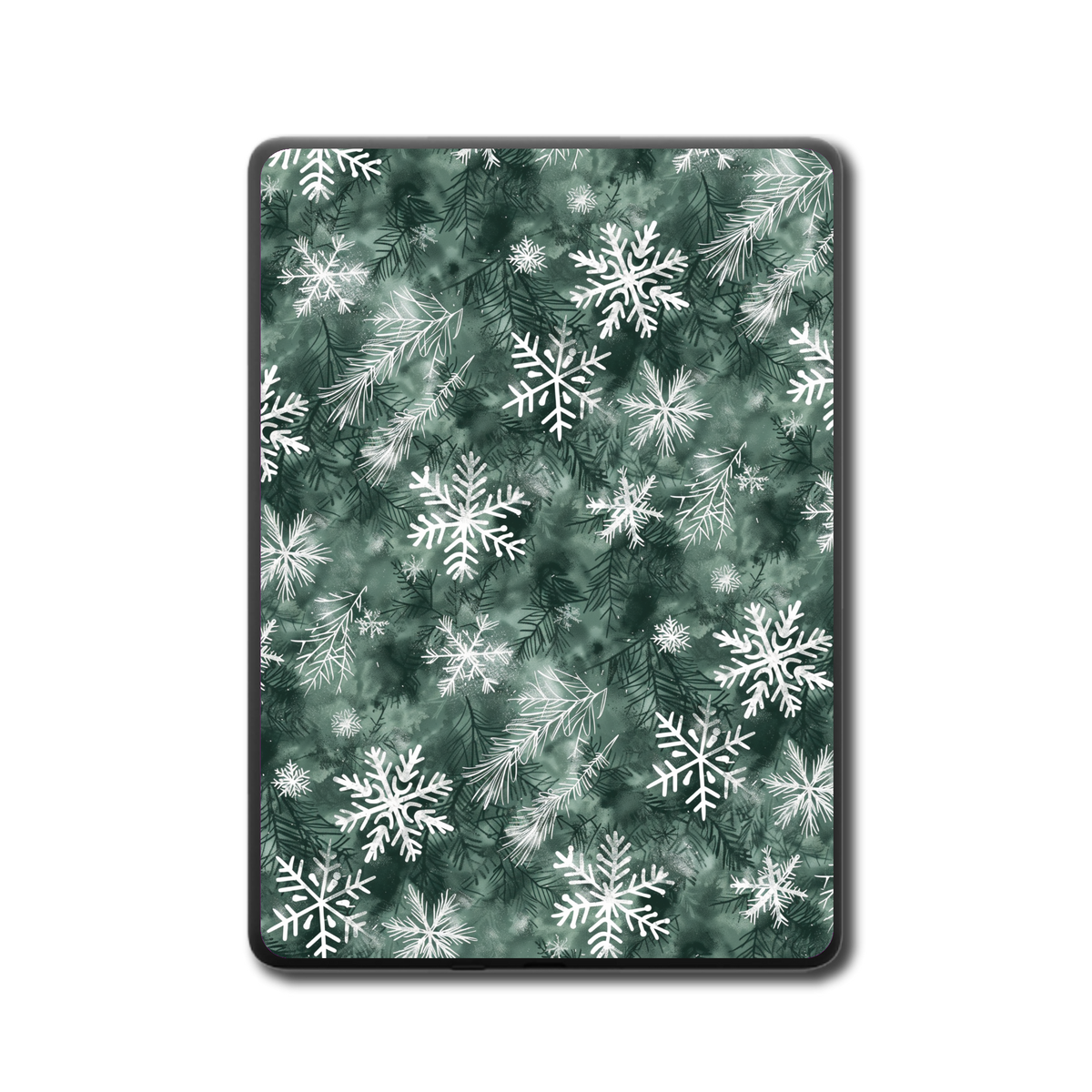 Winter Flakes e-reader skin back mockup