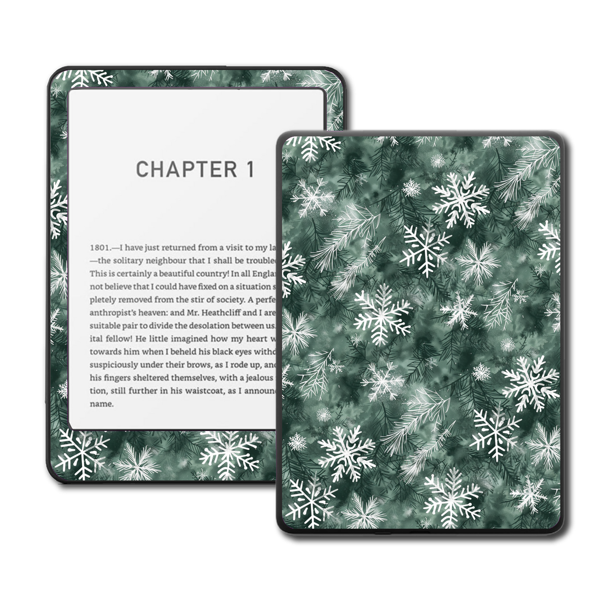Winter Flakes Kindle, Kobo and ColorSoft e-reader skin mockup