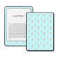 Aqua Sprigs vinyl skin on a Kindle e-reader showing soft aqua botanical sprig print