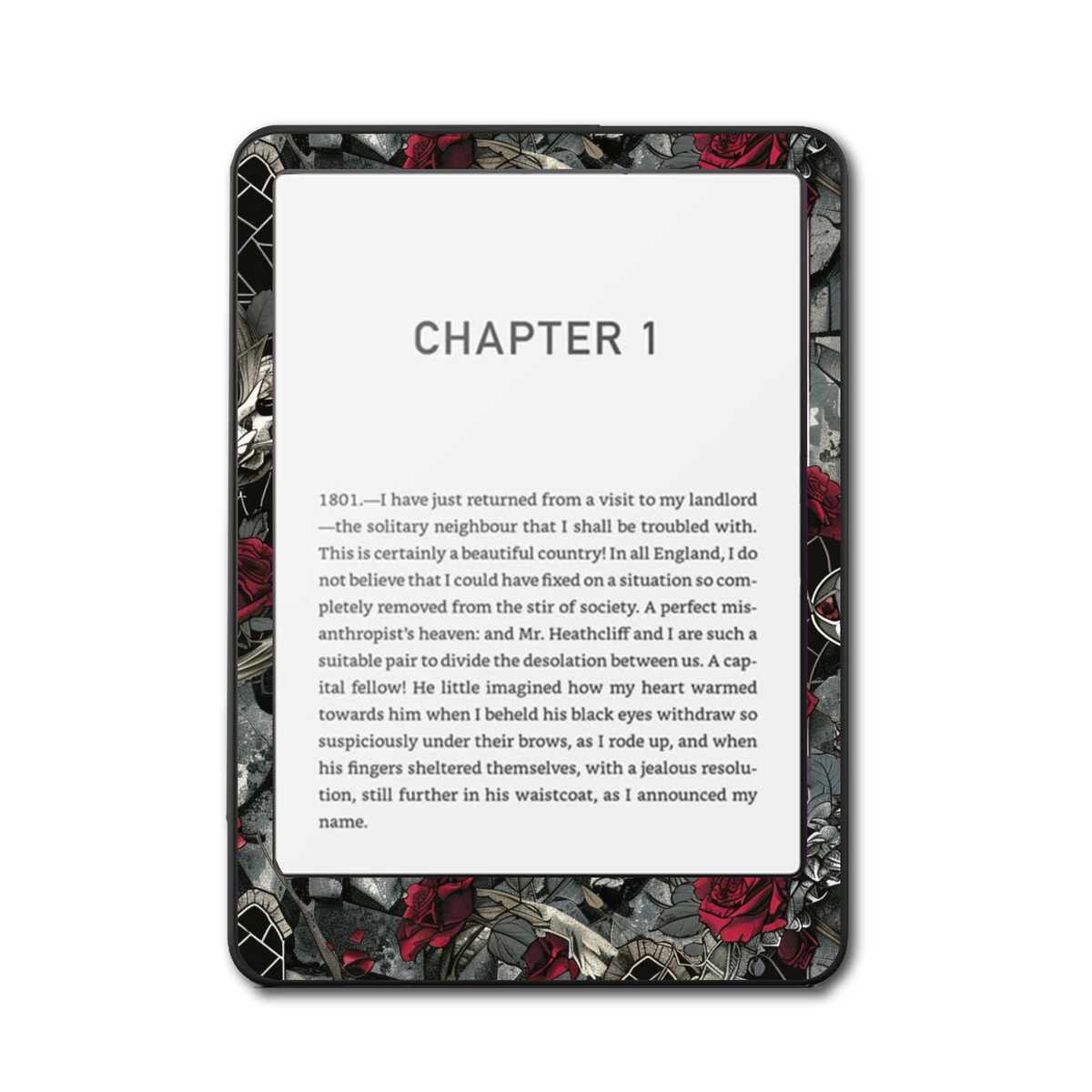 Bone & Rose e-reader skin front mockup