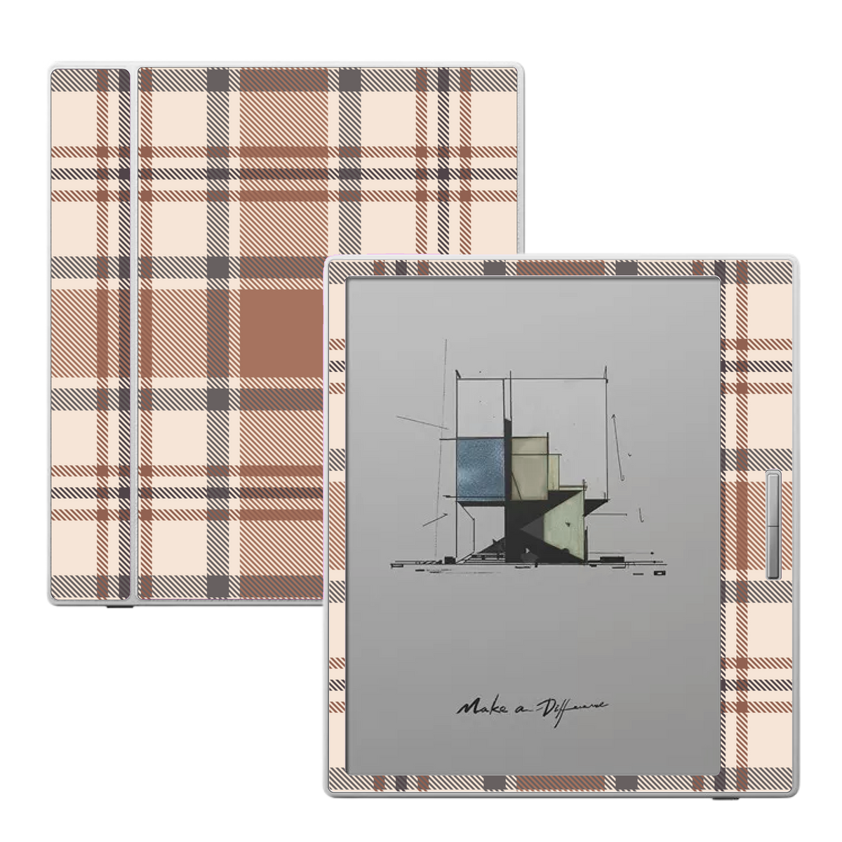 Cocoa Check plaid skin for Boox Go Color 7 and Boox Palma e-readers