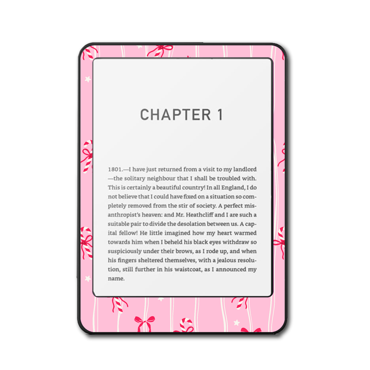 Front view of Cozy Noel kindle skin sticker in warm seasonal tones