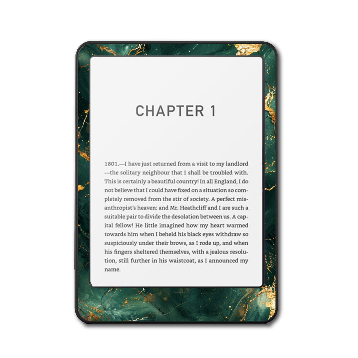 Emerald Gilded Kindle and Kobo e-reader skin front view
