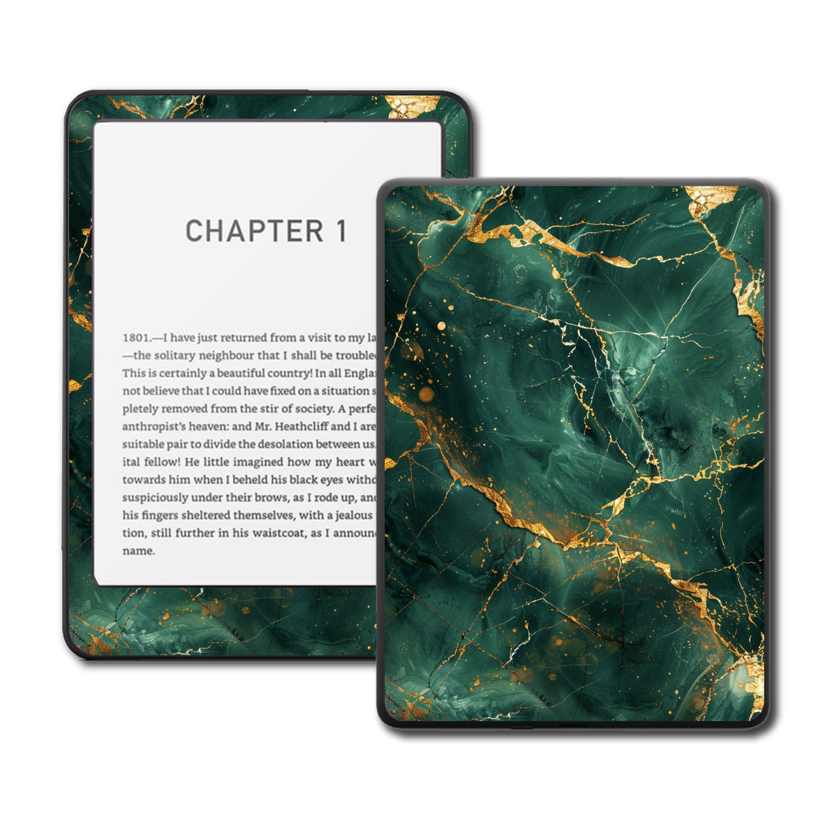 Emerald Gilded Kindle and Kobo e-reader skin mockup