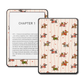 Festive Trinkets holiday-themed vinyl skin applied to a Kindle e-reader
