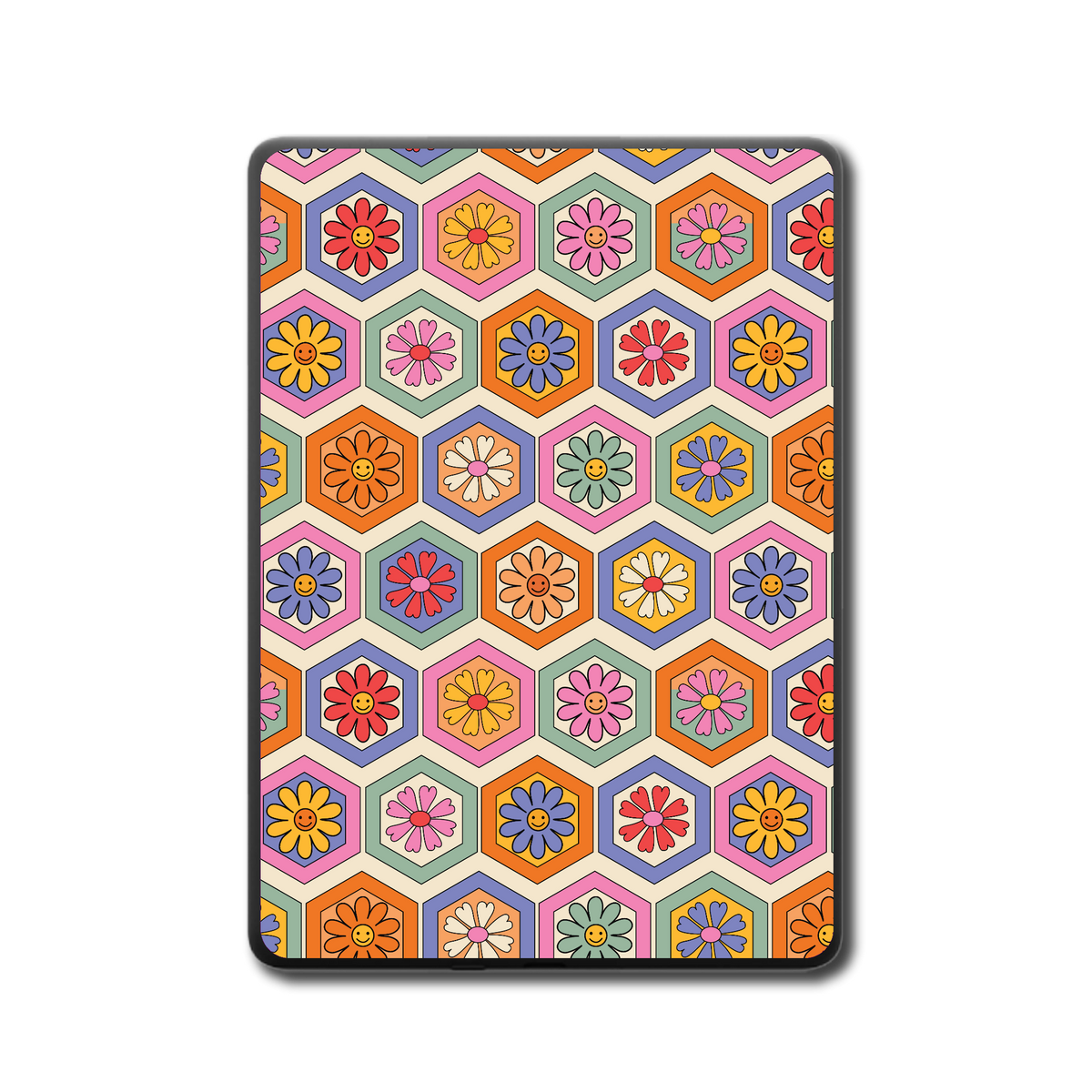 Flower Tiles Kindle, Kobo and ColorSoft e-reader skin - back view