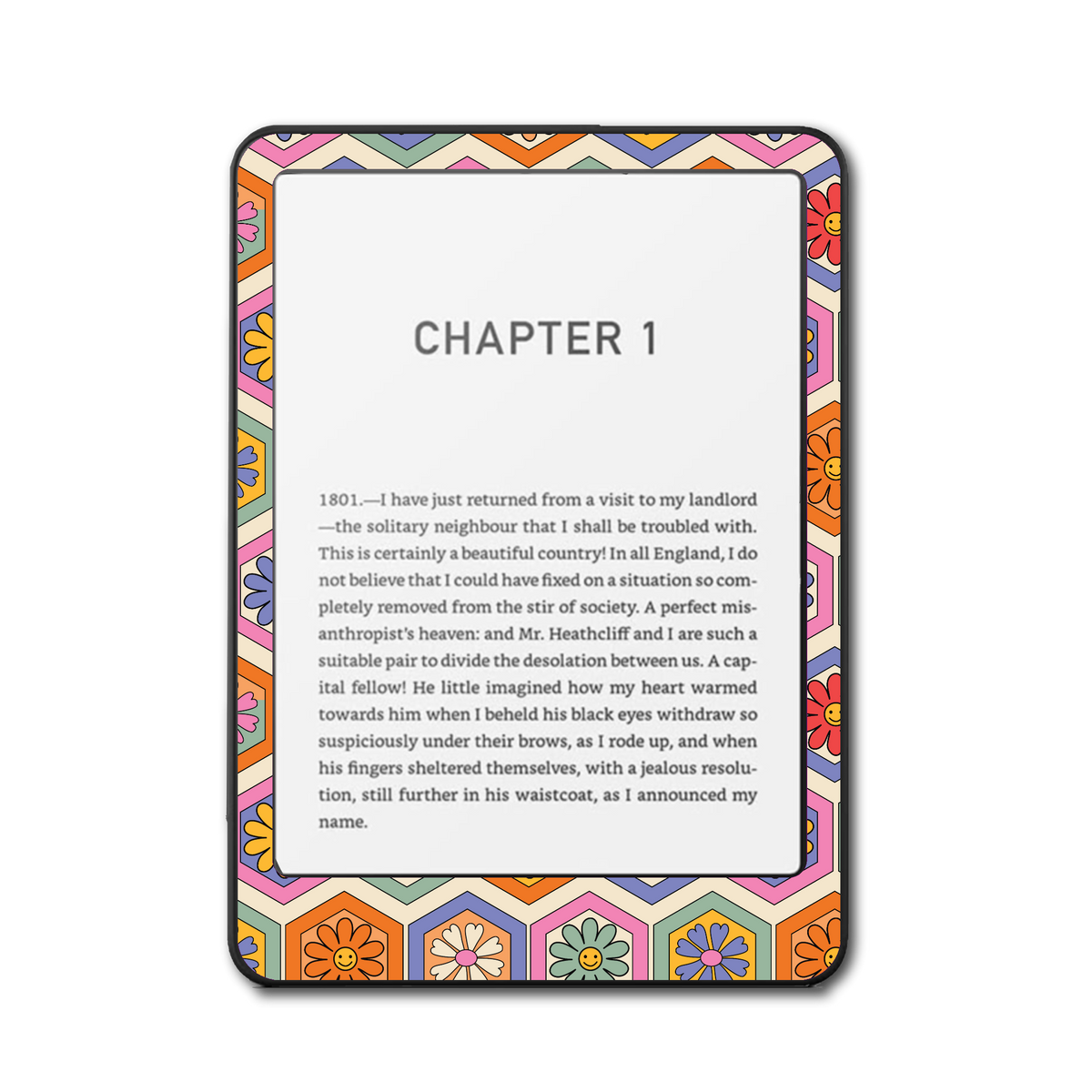 Flower Tiles Kindle, Kobo and ColorSoft e-reader skin - front view