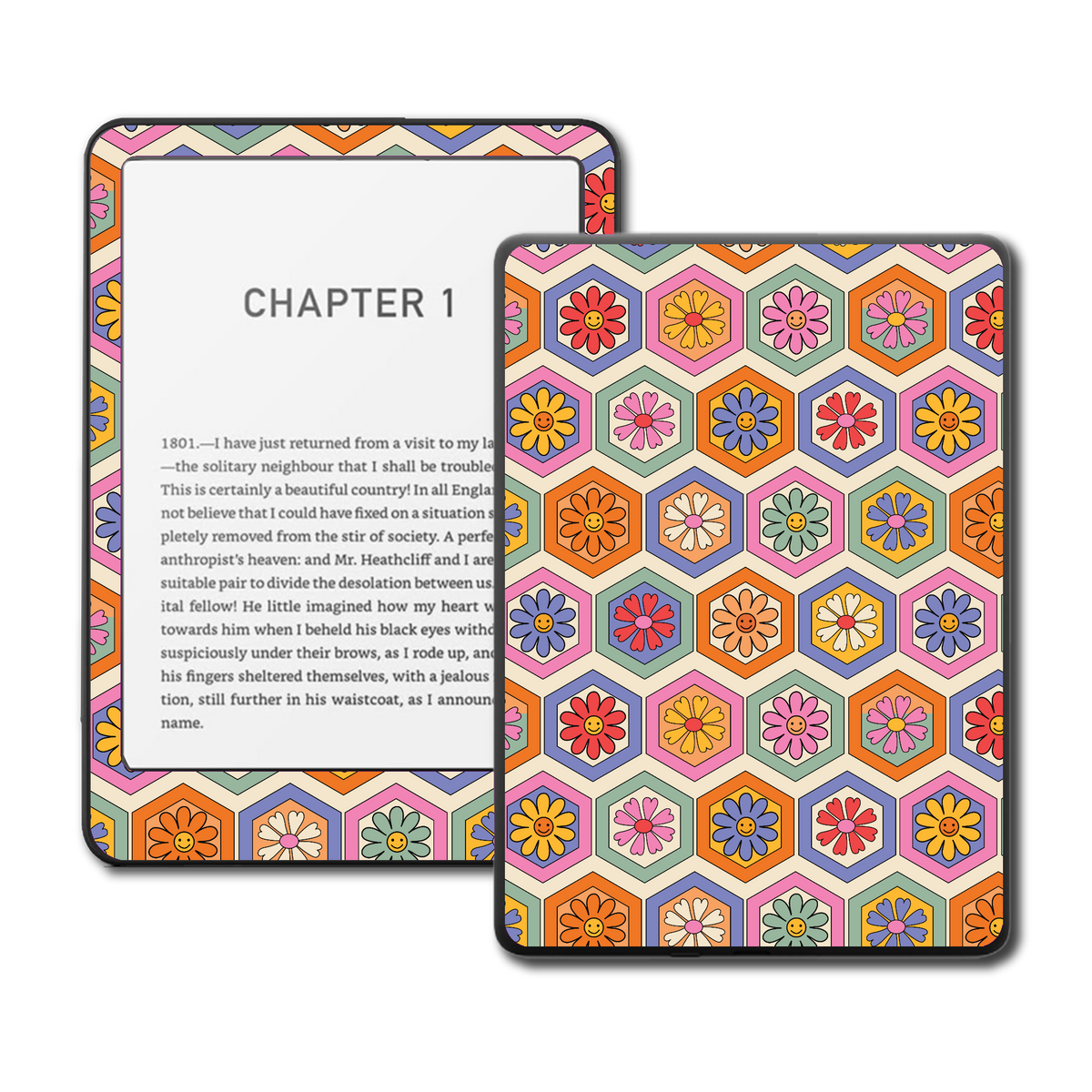 Flower Tiles Kindle, Kobo and ColorSoft e-reader skin - main view