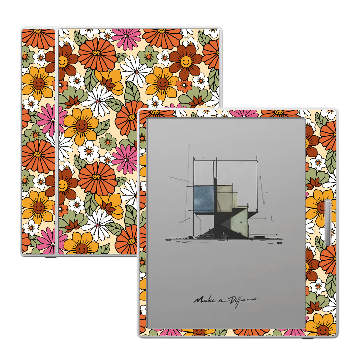 Happy Petals floral skin for Boox Go Color 7 and Boox Palma e-readers