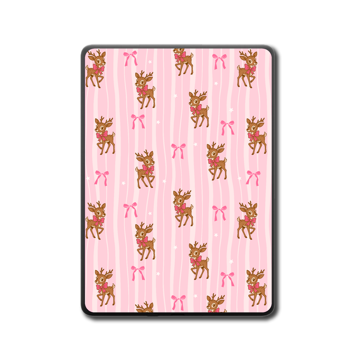Back view of Holly Cheer vinyl skin showing holly leaves on Kindle
