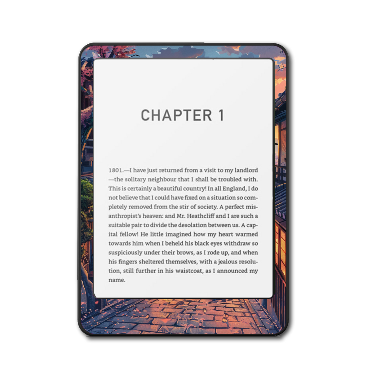 Kyoto Blossom Path e-reader skin front mockup