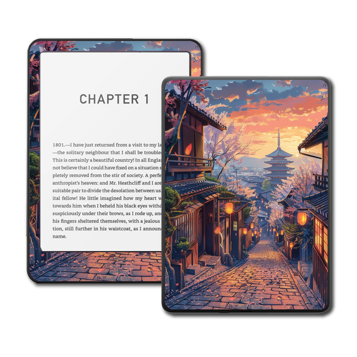 Kyoto Blossom Path skin for Kindle, Kindle ColorSoft and Kobo e-readers