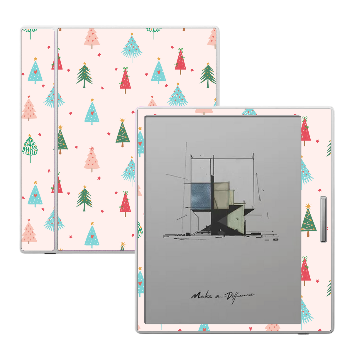 Merry Ribbon festive skin applied to a Boox Go Color 7 e-reader