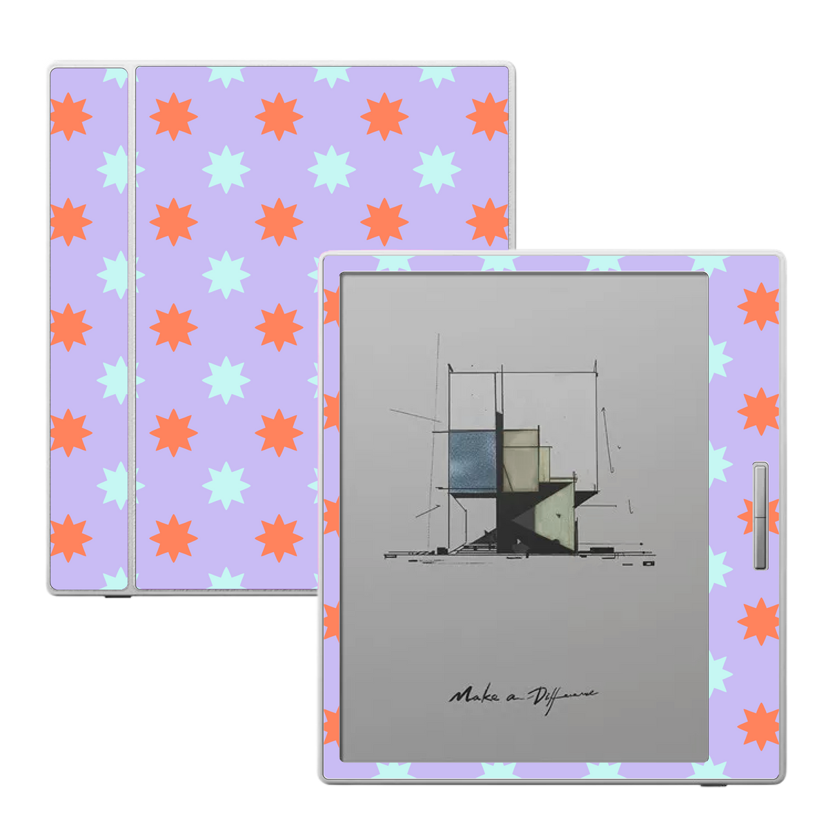 Nova Pop retro pop-art vinyl skin applied to a Boox e-reader