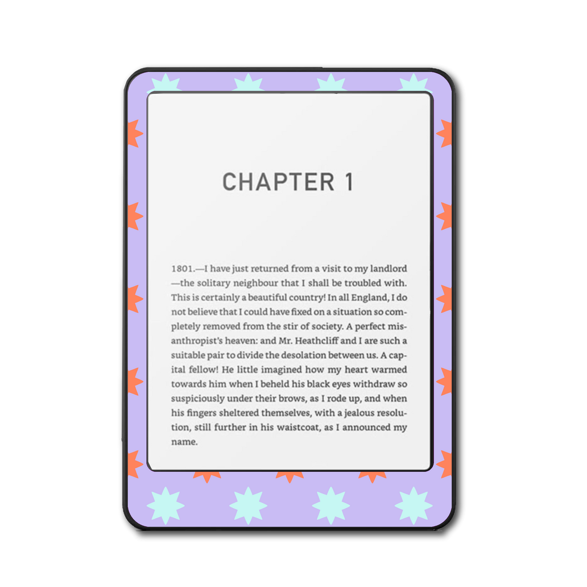 Close-up of Nova Pop bold pop-art design on Kindle e-reader front