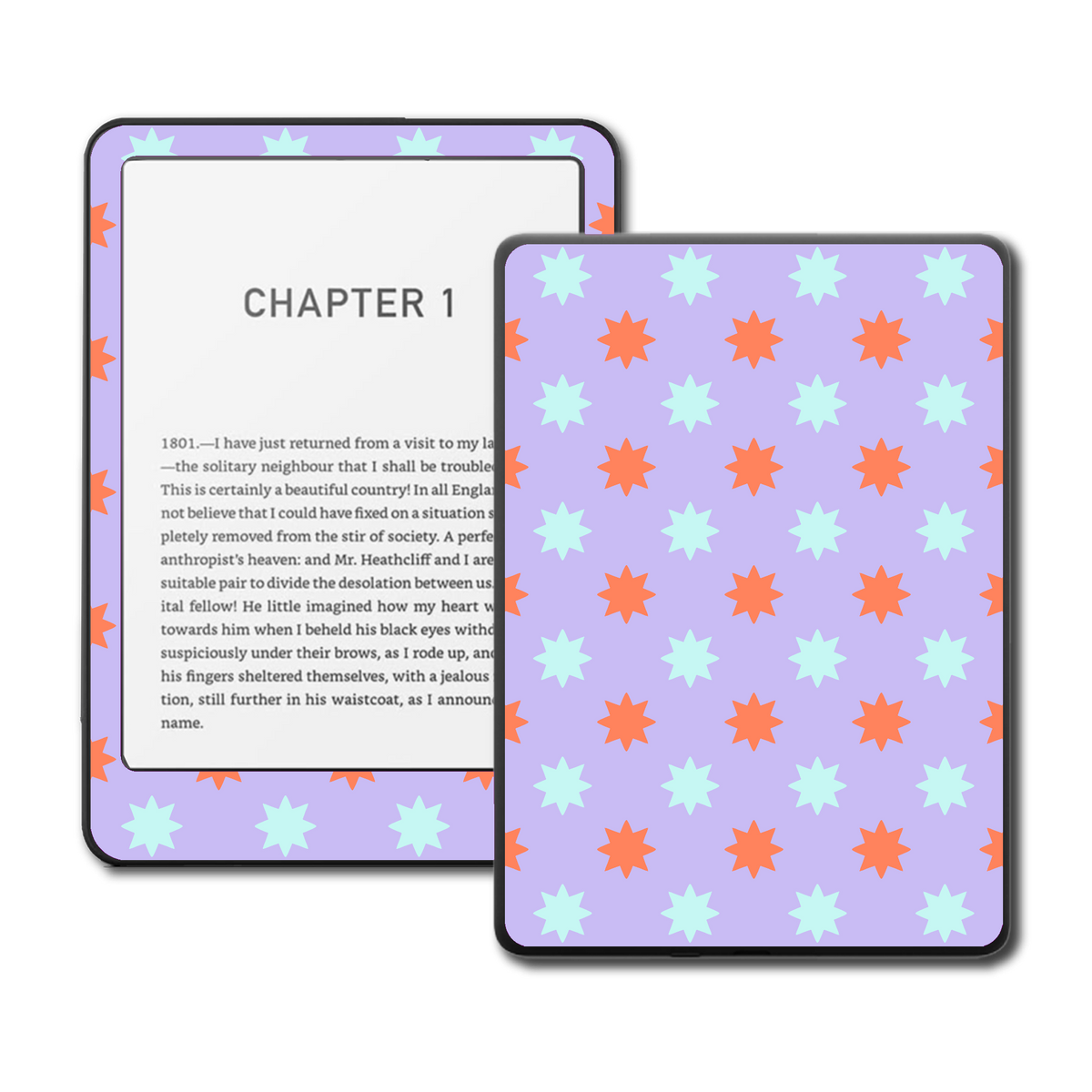 Nova Pop retro pop-art skin on a Kindle e-reader, front view