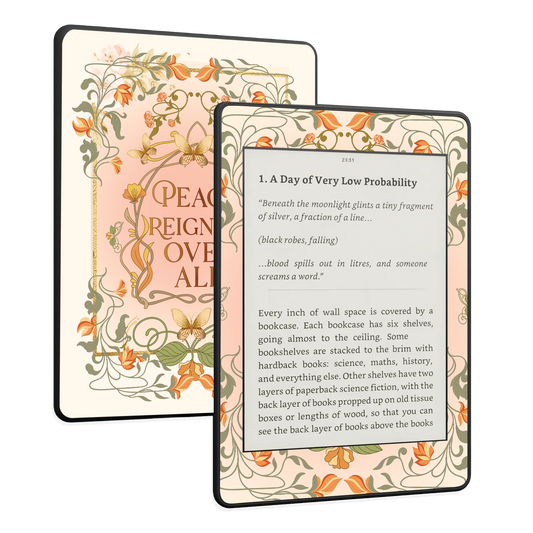 Peace Reigned Over All Kindle Skin | Art Nouveau Floral Sticker