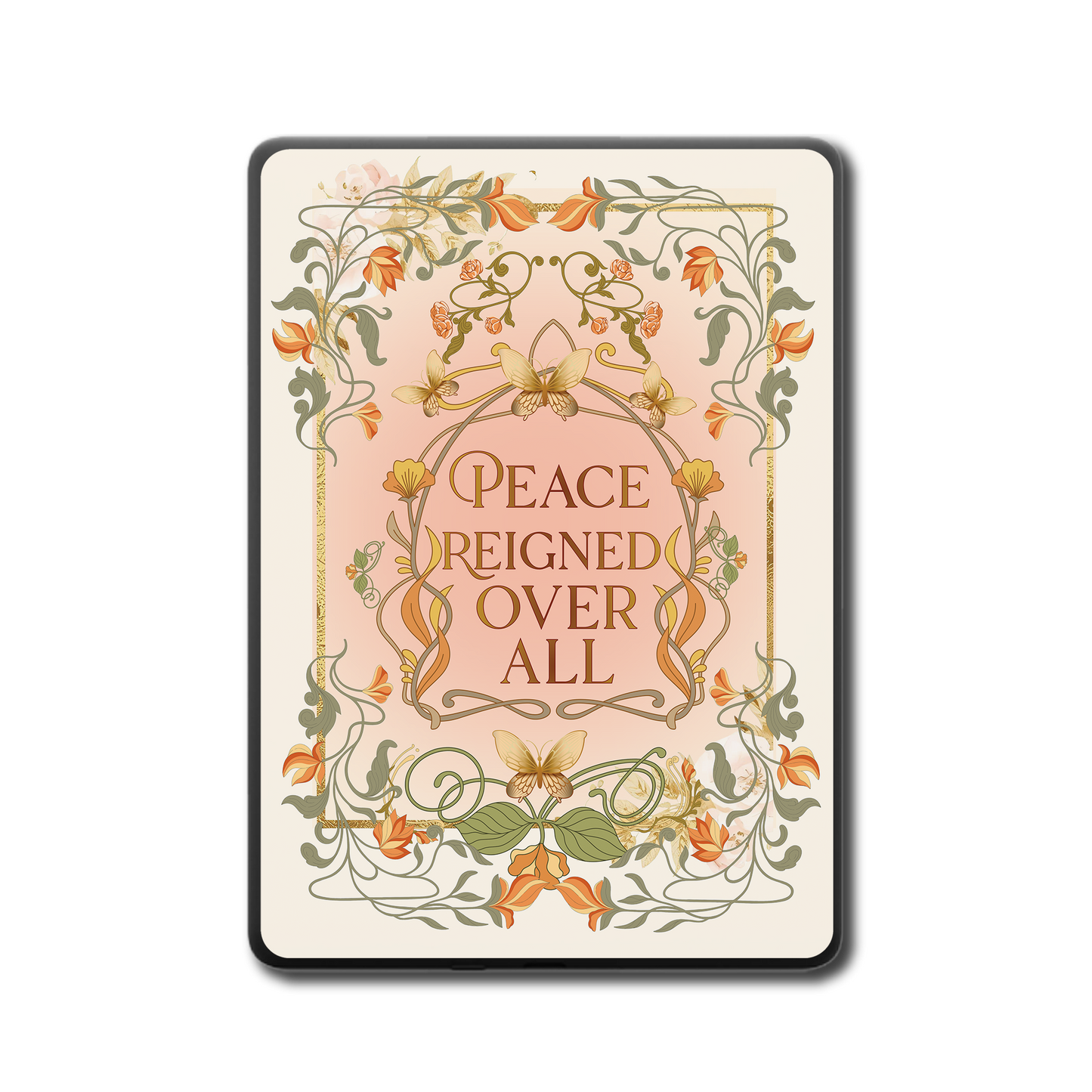 Peace Reigned Over All Kindle Skin | Art Nouveau Floral Sticker