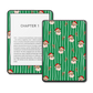 Peppermint Parade mint green and red skin on a Kindle e-reader