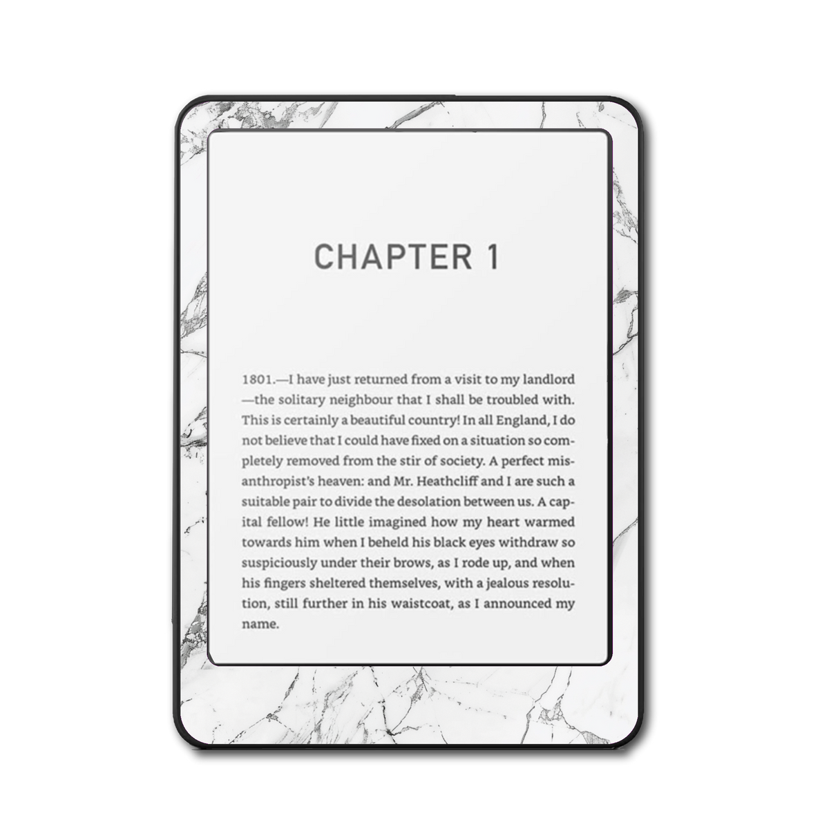 Pure Carrara Kindle and Kobo e-reader skin front view