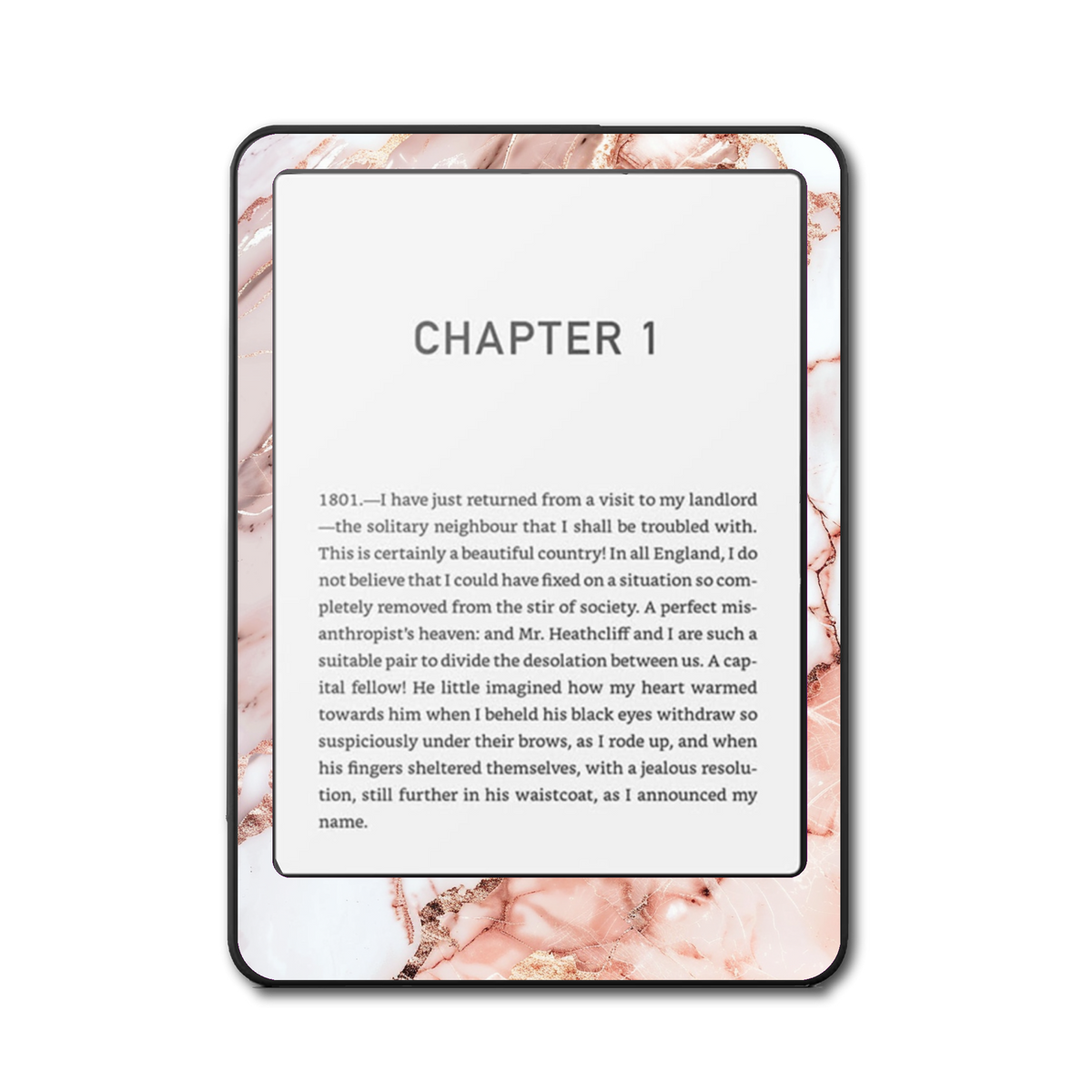 Rose Quartz Kindle and Kobo e-reader skin front view