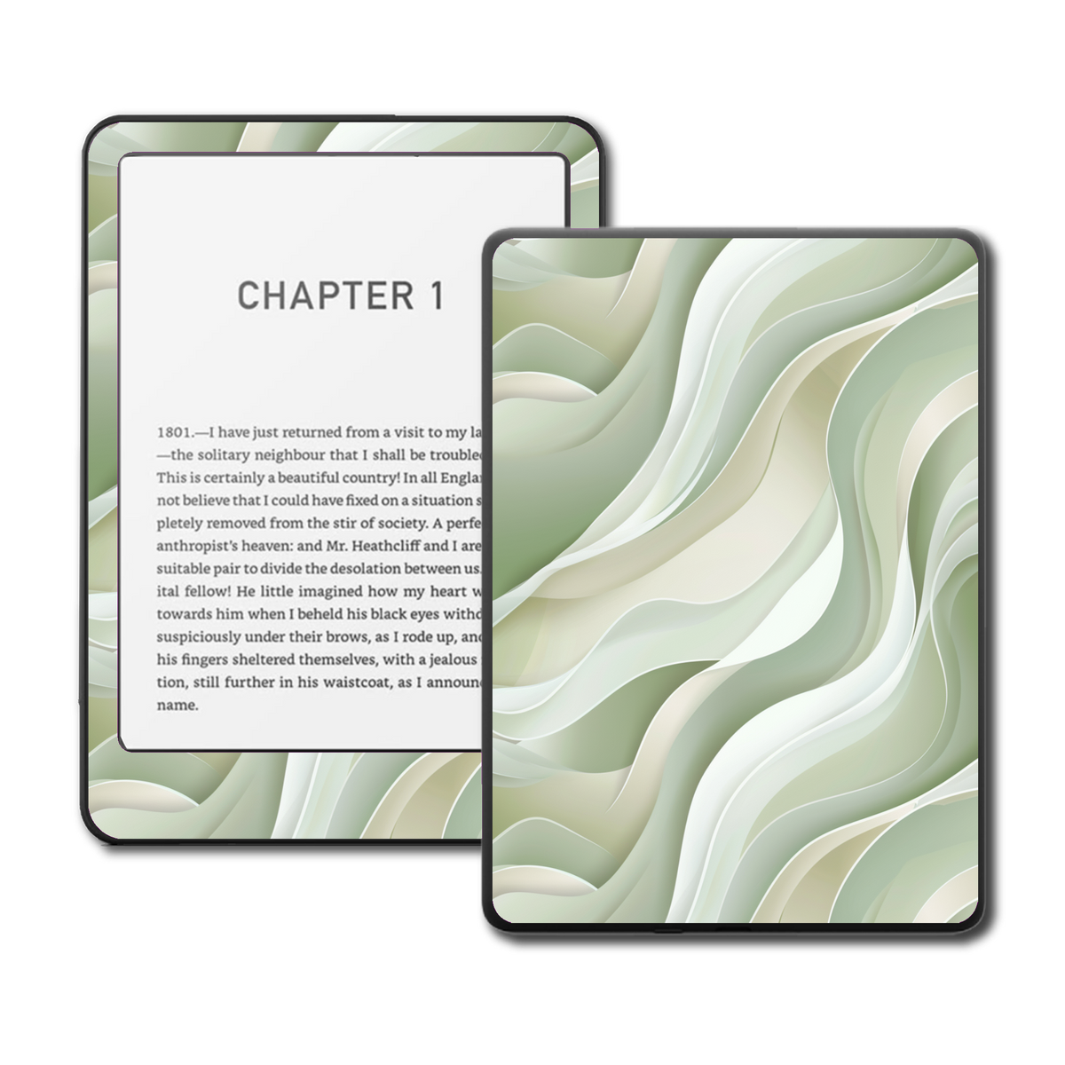 Sage Breeze Kindle and Kobo e-reader skin mockup