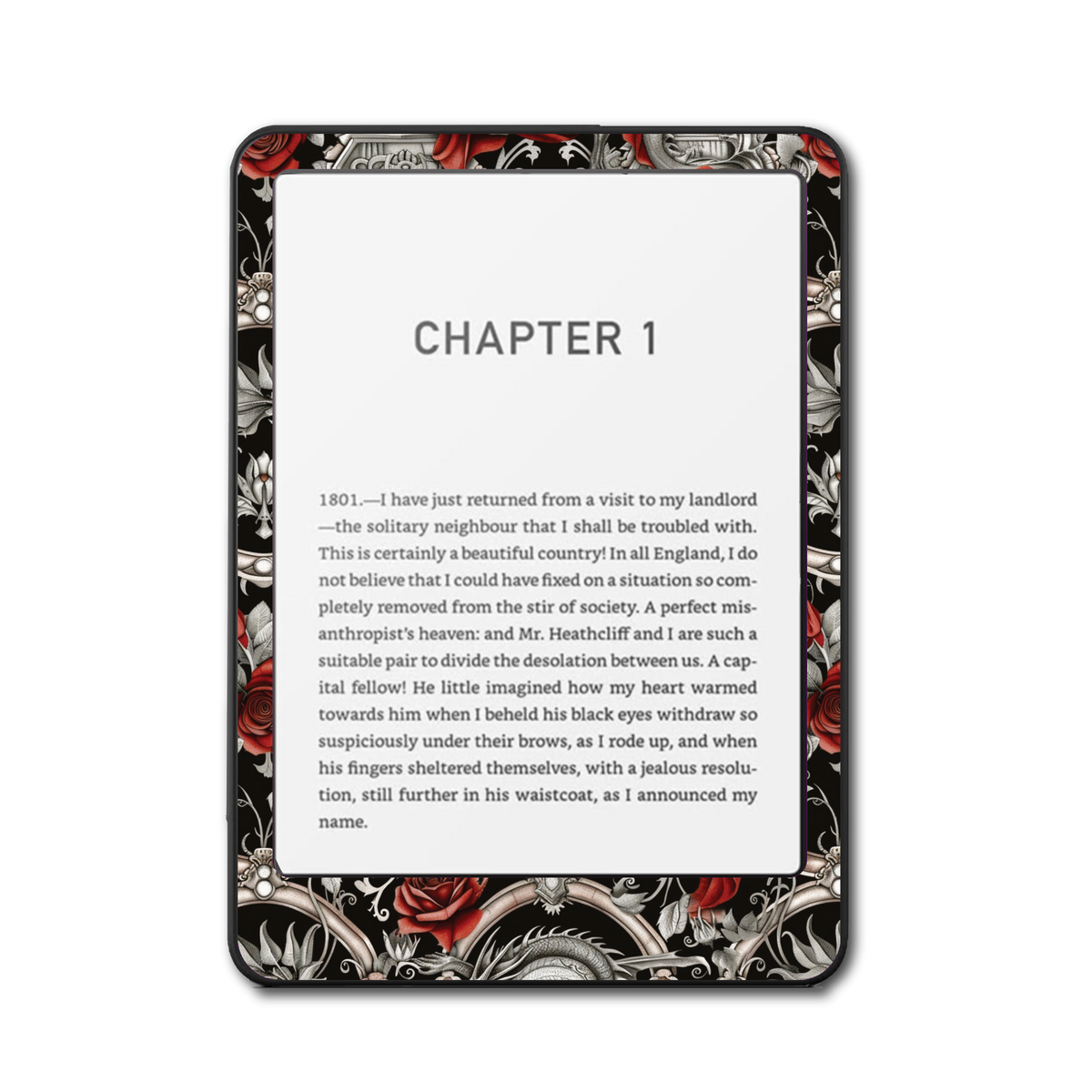 Serpent Rose e-reader skin front mockup