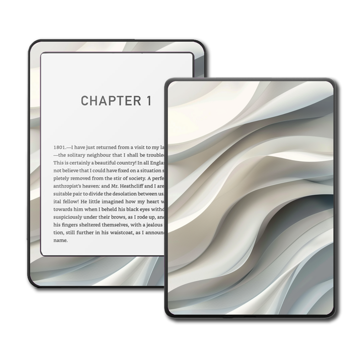 Silver Drift Kindle and Kobo e-reader skin mockup